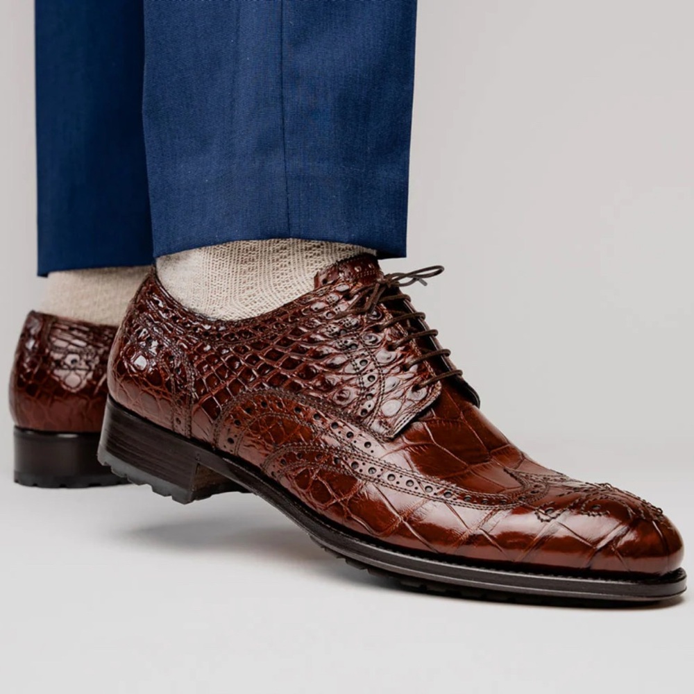 Caporicci 3318 Brown Genuine alligator Men's Oxfords 👞